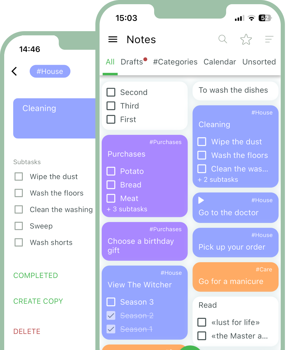 Notes app screen